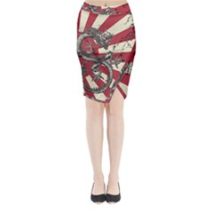 Rising Sun Flag Midi Wrap Pencil Skirt by Valentinaart