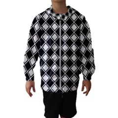 Square Diagonal Pattern Seamless Hooded Windbreaker (kids) by Nexatart