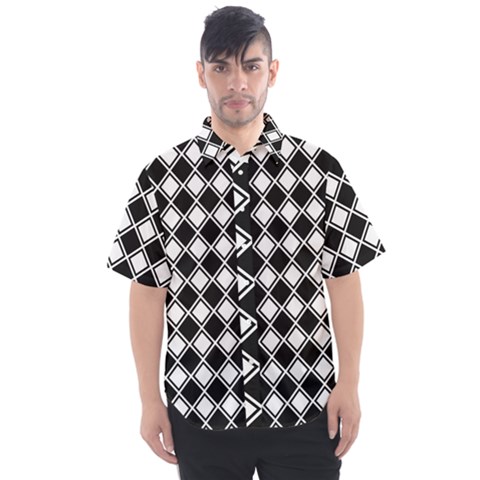 Square Diagonal Pattern Seamless Men s Short Sleeve Shirt by Nexatart