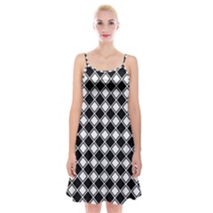 Square Diagonal Pattern Seamless Spaghetti Strap Velvet Dress by Nexatart