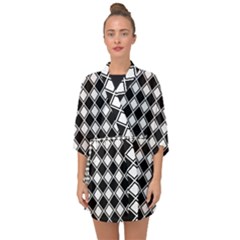 Square Diagonal Pattern Seamless Half Sleeve Chiffon Kimono by Nexatart