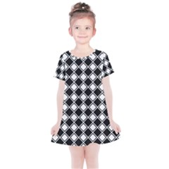 Square Diagonal Pattern Seamless Kids  Simple Cotton Dress by Nexatart