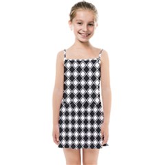 Square Diagonal Pattern Seamless Kids Summer Sun Dress by Nexatart