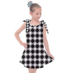 Square Diagonal Pattern Seamless Kids  Tie Up Tunic Dress by Nexatart