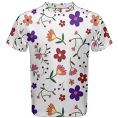 Flowers Pattern Texture Nature Men s Cotton Tee