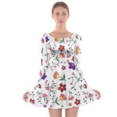 Flowers Pattern Texture Nature Long Sleeve Skater Dress