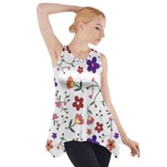 Flowers Pattern Texture Nature Side Drop Tank Tunic