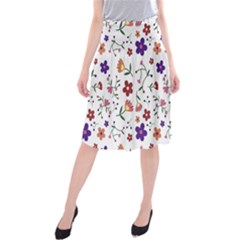 Flowers Pattern Texture Nature Midi Beach Skirt by Nexatart