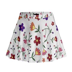 Flowers Pattern Texture Nature Mini Flare Skirt