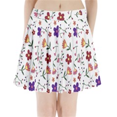 Flowers Pattern Texture Nature Pleated Mini Skirt