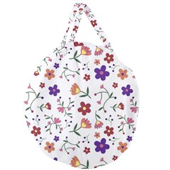 Flowers Pattern Texture Nature Giant Round Zipper Tote