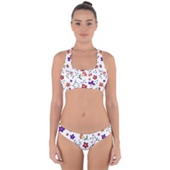 Flowers Pattern Texture Nature Cross Back Hipster Bikini Set by Nexatart