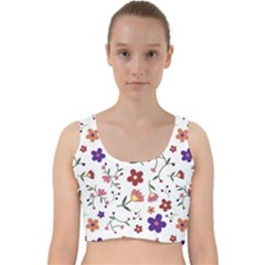 Flowers Pattern Texture Nature Velvet Racer Back Crop Top