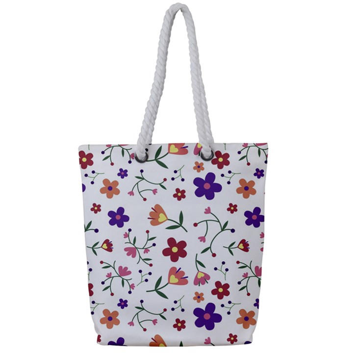 Flowers Pattern Texture Nature Full Print Rope Handle Tote (Small)