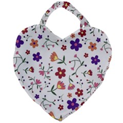 Flowers Pattern Texture Nature Giant Heart Shaped Tote