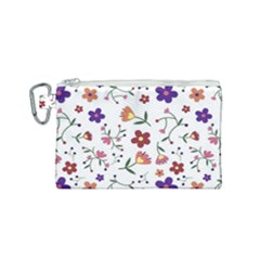 Flowers Pattern Texture Nature Canvas Cosmetic Bag (small)