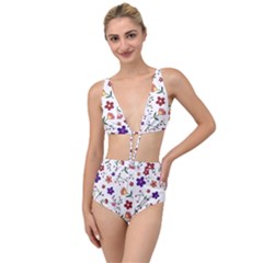 Flowers Pattern Texture Nature Tied Up Two Piece Swimsuit by Nexatart