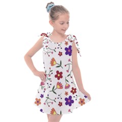 Flowers Pattern Texture Nature Kids  Tie Up Tunic Dress