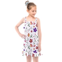 Flowers Pattern Texture Nature Kids  Overall Dress by Nexatart