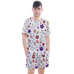 Flowers Pattern Texture Nature Men s Mesh Tee And Shorts Set