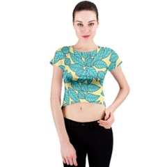 Leaves Dried Leaves Stamping Crew Neck Crop Top by Nexatart