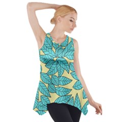 Leaves Dried Leaves Stamping Side Drop Tank Tunic by Nexatart