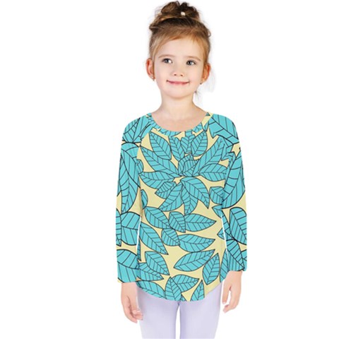 Leaves Dried Leaves Stamping Kids  Long Sleeve Tee by Nexatart