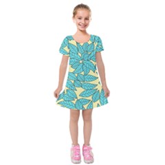 Leaves Dried Leaves Stamping Kids  Short Sleeve Velvet Dress