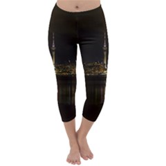 City River Water Cityscape Skyline Capri Winter Leggings 