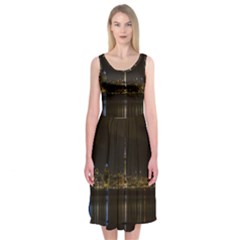 City River Water Cityscape Skyline Midi Sleeveless Dress by Nexatart