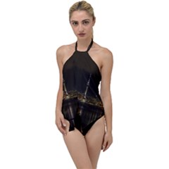 City River Water Cityscape Skyline Go With The Flow One Piece Swimsuit