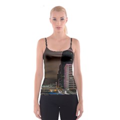 Hong Kong At Night Skyline Spaghetti Strap Top by Nexatart