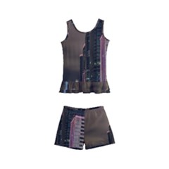 Hong Kong At Night Skyline Kid s Boyleg Swimsuit