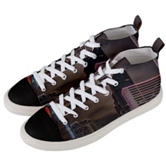 Hong Kong At Night Skyline Men s Mid-top Canvas Sneakers by Nexatart