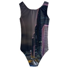 Hong Kong At Night Skyline Kids  Cut-out Back One Piece Swimsuit