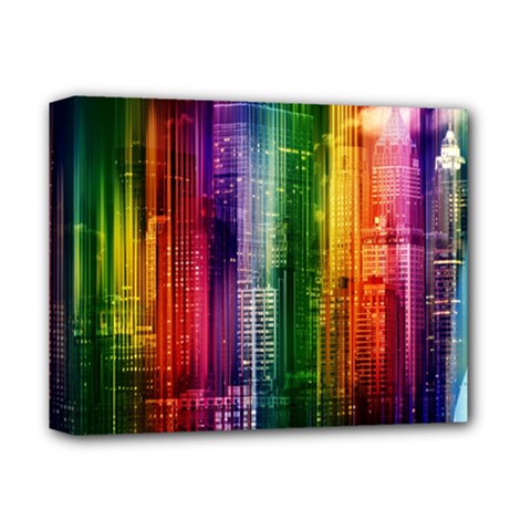 Skyline Light Rays Gloss Upgrade Deluxe Canvas 14  X 11  (stretched) by Nexatart