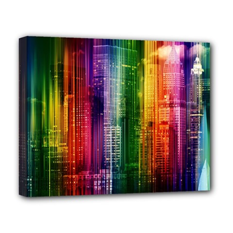 Skyline Light Rays Gloss Upgrade Deluxe Canvas 20  X 16  (stretched) by Nexatart