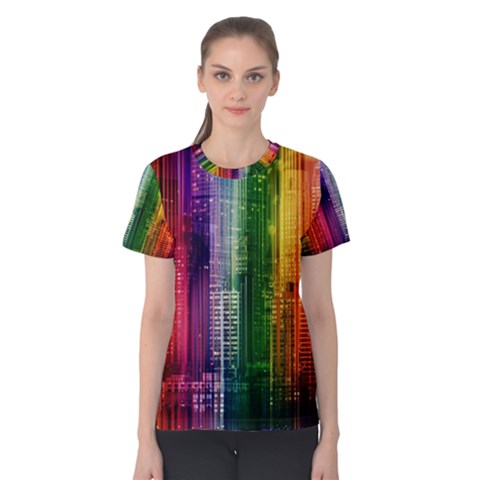 Skyline Light Rays Gloss Upgrade Women s Cotton Tee by Nexatart