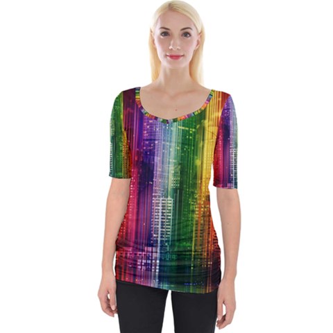 Skyline Light Rays Gloss Upgrade Wide Neckline Tee by Nexatart