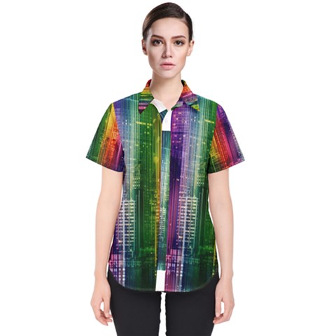 Skyline Light Rays Gloss Upgrade Women s Short Sleeve Shirt by Nexatart