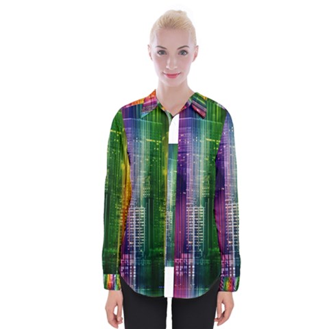 Skyline Light Rays Gloss Upgrade Womens Long Sleeve Shirt by Nexatart