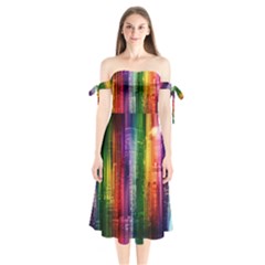 Skyline Light Rays Gloss Upgrade Shoulder Tie Bardot Midi Dress by Nexatart