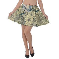 Abstract Art Artistic Botanical Velvet Skater Skirt