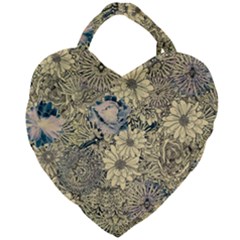 Abstract Art Artistic Botanical Giant Heart Shaped Tote