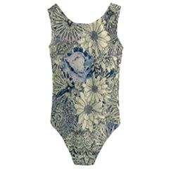 Abstract Art Artistic Botanical Kids  Cut-out Back One Piece Swimsuit