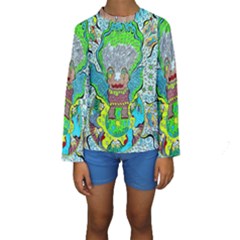 Cosmic Planet Angel Kids  Long Sleeve Swimwear by chellerayartisans