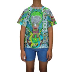 Cosmic Planet Angel Kids  Short Sleeve Swimwear by chellerayartisans