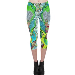 Cosmic Planet Angel Capri Leggings  by chellerayartisans