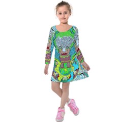 Cosmic Planet Angel Kids  Long Sleeve Velvet Dress