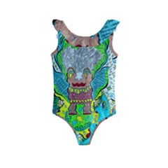 Cosmic Planet Angel Kids  Frill Swimsuit by chellerayartisans